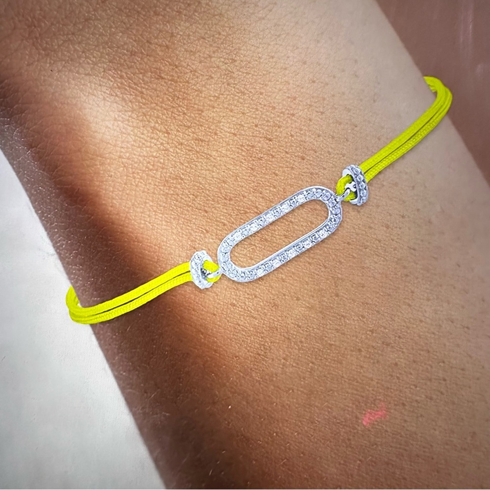 Diamond and sterling silver cord bracelet in bright yellow friendship - Picture 11 of 11